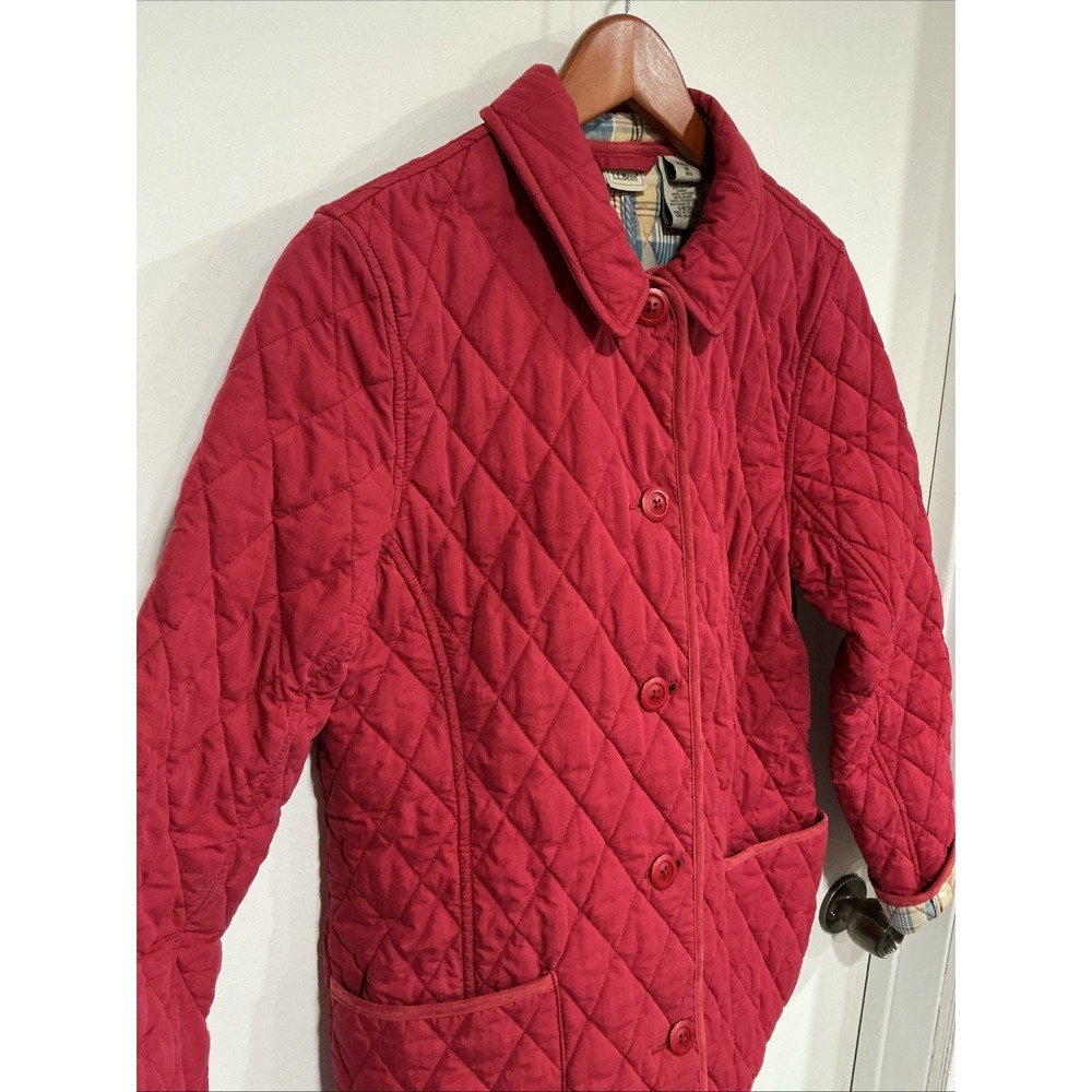 L.L. Bean Quilted Chore Coat, Red, Plaid Lining, Medium, Vintage, Insulated - Picture 3 of 15